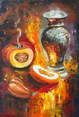 The pumpkin and vase